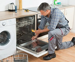 Johnny repairing an Samsung dishwasher